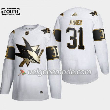 Kinder Eishockey San Jose Sharks Trikot Martin Jones 31 Adidas 2019-2020 Golden Edition Weiß Authentic